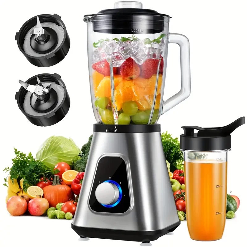 1200W Blender Combo] SHARDOR 1200W 52 Oz & 22 Oz Blender Combo | 3 Adjustable Speed For Frozen Fruit Drinks, Smoothies, Sauces, Large Capacity