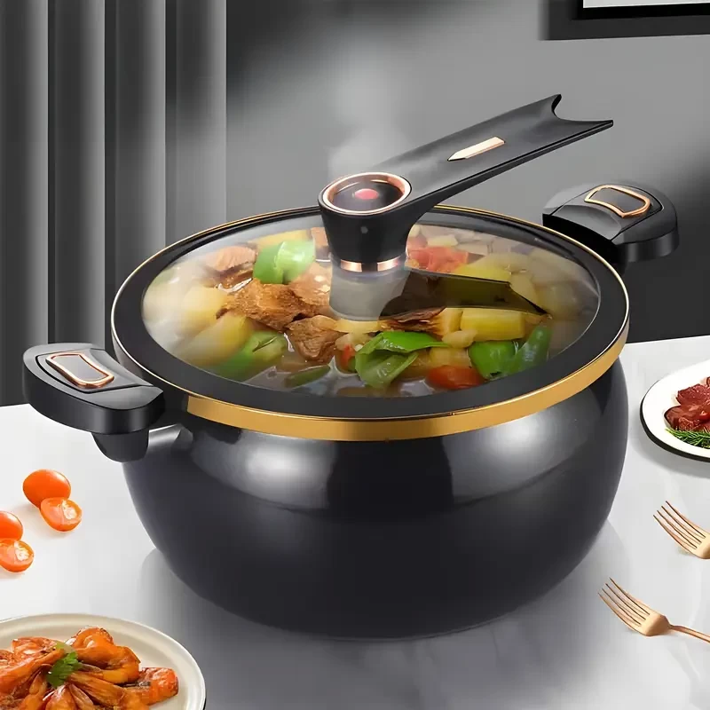 [8.45QT Non-Stick Pot] 8.45QT Non-Stick Multi-Function Cooking Pot | Large-Capacity Soup Pot with Twist-Lock Handle for Quick Cooking | Gas Stove, Open Fire and Induction Cooker, Universal Stew Pot fo