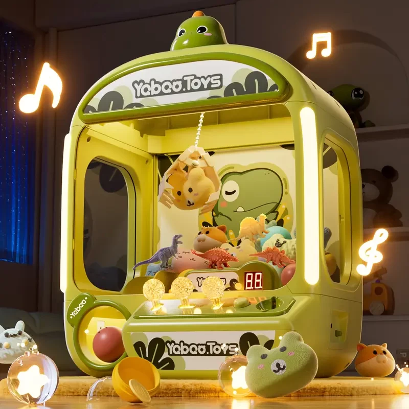 Dinosaur Toy Claw Machine with Prizes – Large Mini Arcade Game for Kids, Colorful Dollhouse Accessories, Perfect Party Prize or Easter Gift for Boys and Girls, Green & Mixed Colors, Kids Arcade Game |